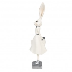 26PR4048 Figur Kaninchen 37 cm Weiß Silberfarbig Polyresin Osterdekoration