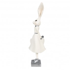 26PR4048 Statuetta Coniglio 37 cm Bianco Color argento Poliresina Decorazione di Pasqua