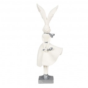 26PR4048 Figur Kaninchen 37 cm Weiß Silberfarbig Polyresin Osterdekoration
