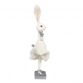 26PR4048 Figur Kaninchen 37 cm Weiß Silberfarbig Polyresin Osterdekoration