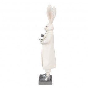 26PR4049 Figurine Rabbit 47 cm White Silver colored Polyresin Easter Decoration