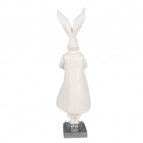 26PR4049 Figurine Lapin 47 cm Blanc Couleur argent Polyrésine Décoration de Pâques