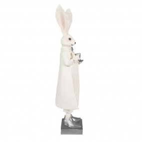 26PR4049 Figur Kaninchen 47 cm Weiß Silberfarbig Polyresin Osterdekoration