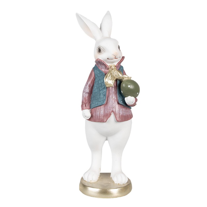 6PR4056 Figur Kaninchen 26 cm Weiß Polyresin Osterdekoration