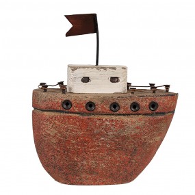 26H2339 Decorative Model Boat 12 cm Red Wood Iron