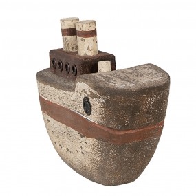 26H2352 Modello decorativo Barca 12 cm Beige Marrone  Legno Ferro