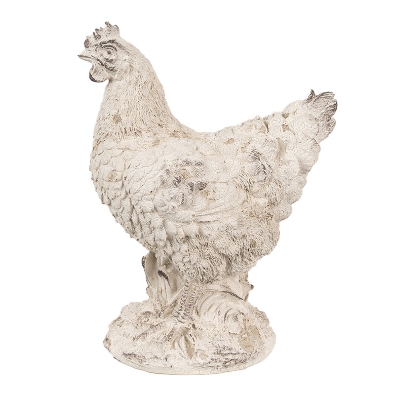 6PR4054 Figurine Poulet 26 cm Beige Polyrésine Décoration