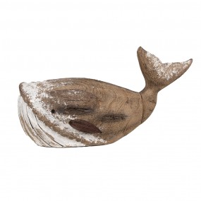 26H2341 Decorative Figurine Whale 21 cm Brown White Wood