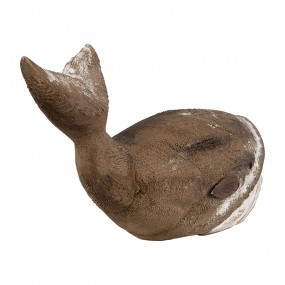 26H2341 Decorative Figurine Whale 21 cm Brown White Wood