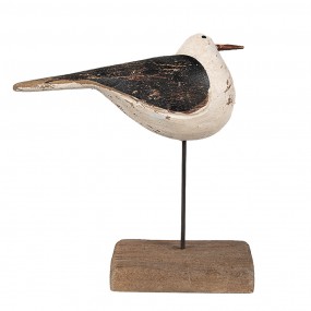 26H2343 Decorative Figurine Bird 13 cm White Black Wood