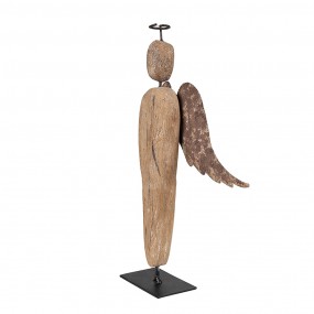 26H2345 Decorative Figurine Angel 21 cm Brown Wood Iron