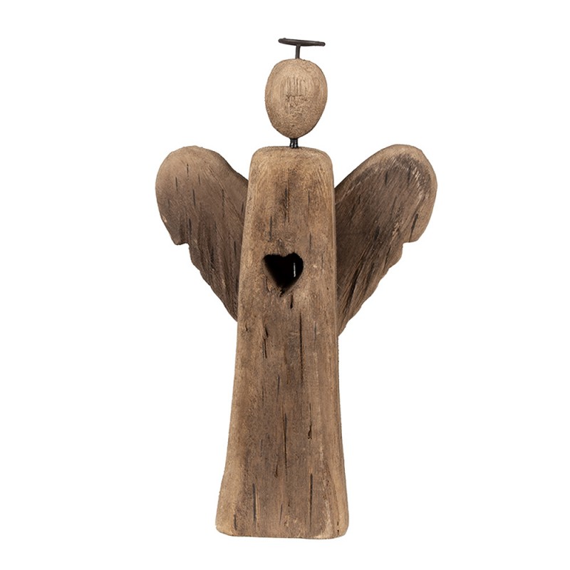 6H2348 Decorative Figurine Angel 13 cm Brown Wood