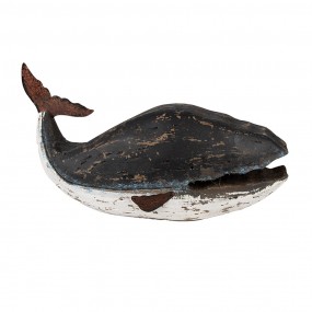 26H2349 Decorative Figurine Whale 23 cm Black White Wood