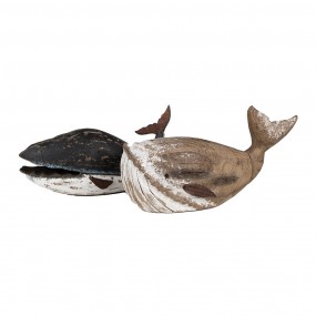 26H2349 Decorative Figurine Whale 23 cm Black White Wood
