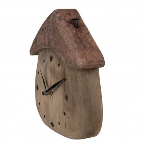 26KL0819 Table Clock 18x5x19 cm Brown Wood