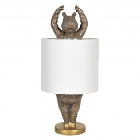 26LMC0033 Tafellamp Nijlpaard Ø 20x44 cm  Wit Goudkleurig Kunststof Rond Bureaulamp