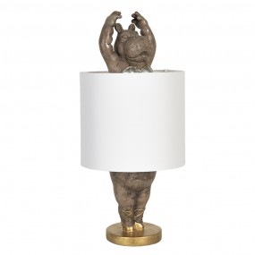 26LMC0033 Tischlampe Nilpferd Ø 20x44 cm  Weiß Goldfarbig Kunststoff Rund Schreibtischlampe