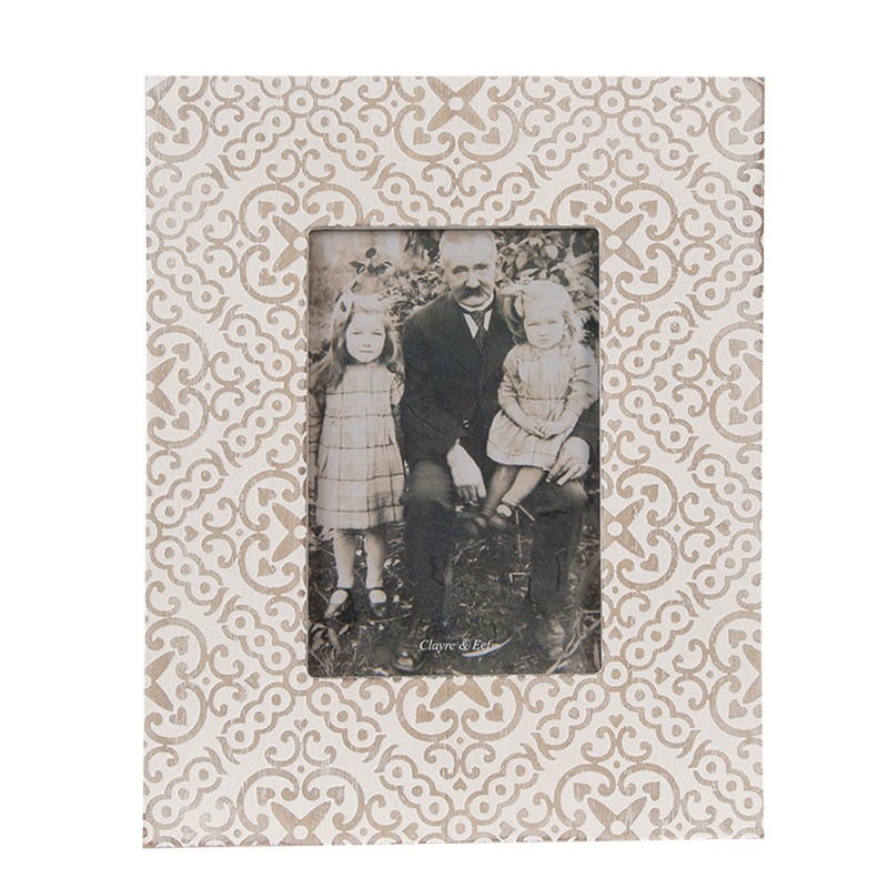 2F1097 Cadre photo 10x15 cm Blanc Beige Bois Verre Rectangle Cadre de photo