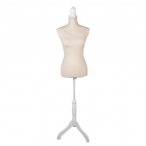 250770 Mannequin femme réglable 37x22x168 cm Beige Blanc Bois Textile