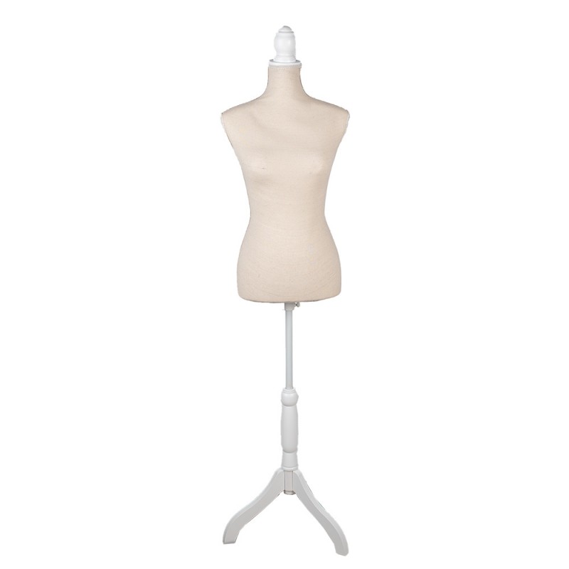 50770 Mannequin femme réglable 37x22x168 cm Beige Blanc Bois Textile