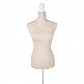 250770 Mannequin femme réglable 37x22x168 cm Beige Blanc Bois Textile