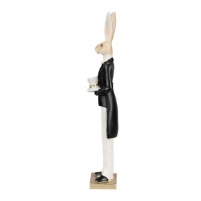 26PR4002 Figurine Lapin 32 cm Beige Noir Polyrésine Décoration de Pâques