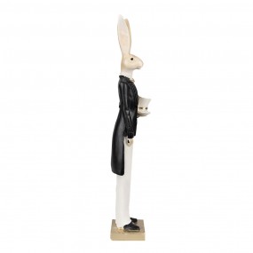 26PR4002 Figurine Lapin 32 cm Beige Noir Polyrésine Décoration de Pâques