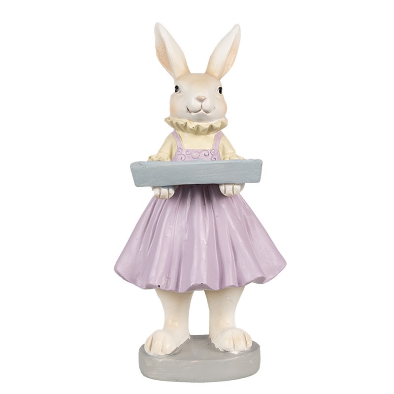 6PR4011 Figurine Rabbit 10x8x20 cm Brown Purple Polyresin Easter Decoration