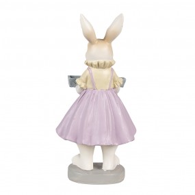 26PR4011 Statuetta Coniglio 10x8x20 cm Marrone Viola Poliresina Decorazione di Pasqua