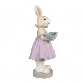 26PR4011 Statuetta Coniglio 10x8x20 cm Marrone Viola Poliresina Decorazione di Pasqua