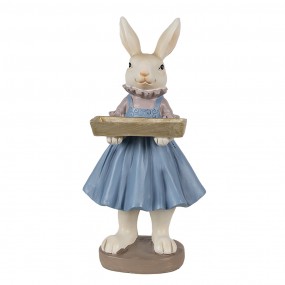 26PR4012 Figurine Rabbit 10x8x20 cm Beige Blue Polyresin Easter Decoration