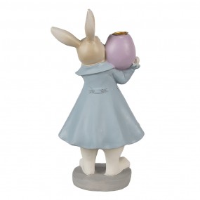 26PR4013 Figurine Rabbit 10x8x20 cm Beige Blue Polyresin Candle holder