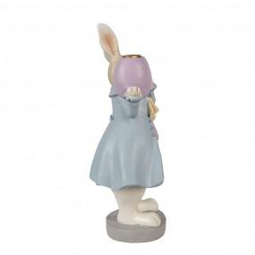 26PR4013 Figurine Rabbit 10x8x20 cm Beige Blue Polyresin Candle holder