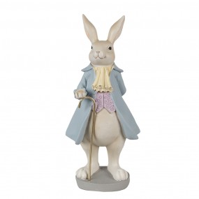 26PR4015 Figurine Rabbit 12x9x26 cm Beige Blue Polyresin Easter Decoration