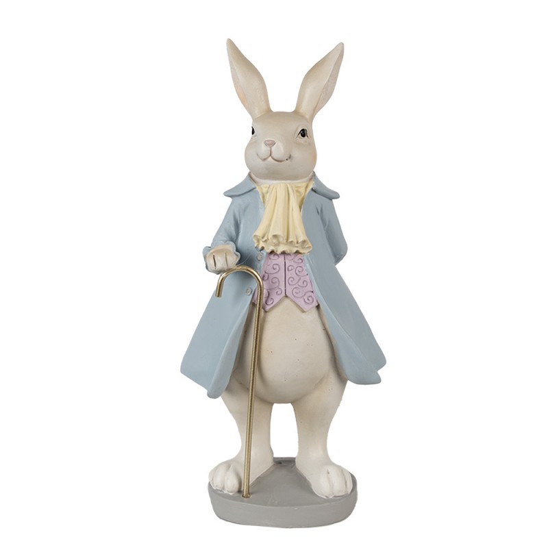 6PR4015 Figurine Rabbit 12x9x26 cm Beige Blue Polyresin Easter Decoration