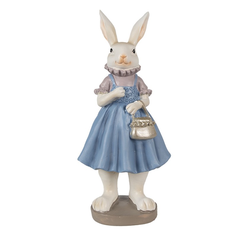 6PR4016 Figurine Rabbit 12x10x27 cm Beige Blue Polyresin Easter Decoration