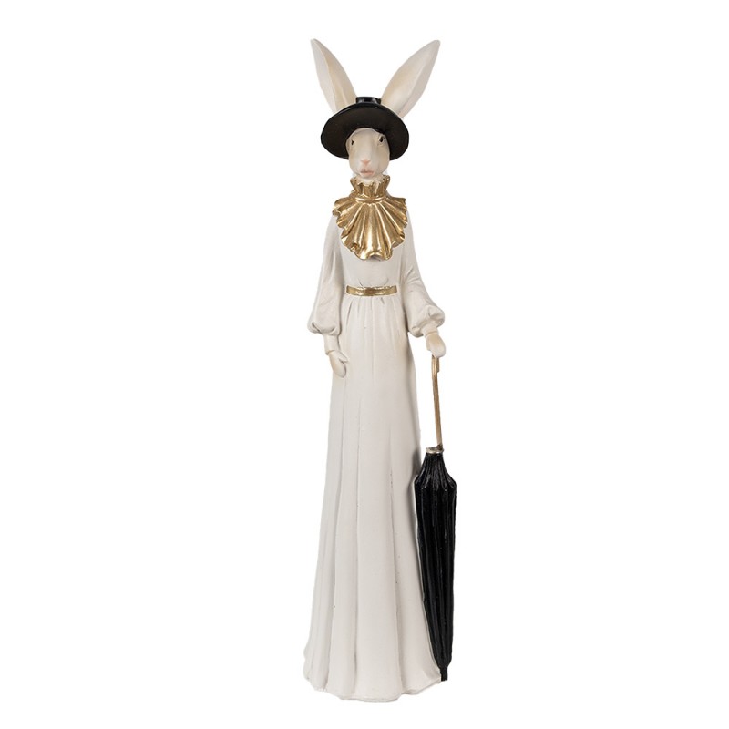 6PR4022 Figurine Rabbit 40 cm Beige Black Polyresin Easter Decoration