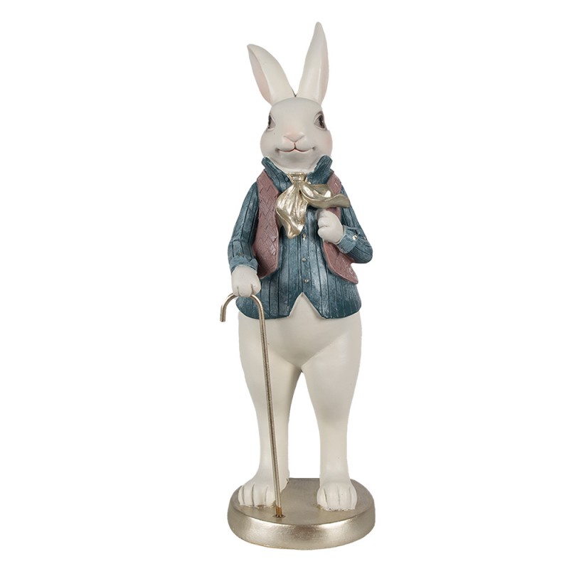 6PR4055 Figurine Rabbit 32 cm White Blue Polyresin Easter Decoration