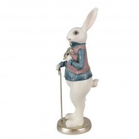 26PR4055 Figurine Rabbit 32 cm White Blue Polyresin Easter Decoration