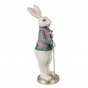 26PR4055 Figurine Rabbit 32 cm White Blue Polyresin Easter Decoration