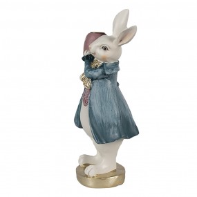 26PR4057 Figur Kaninchen 20 cm Weiß Blau Polyresin Kerzenhalter