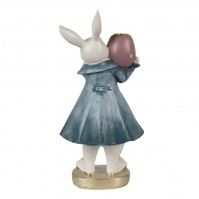 26PR4057 Figurine Rabbit 20 cm White Blue Polyresin Candle holder