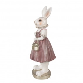 26PR4059 Figurine Rabbit 27 cm White Pink Polyresin Easter Decoration
