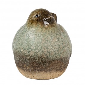 26PR4123 Figurine Oiseau 14 cm Vert Marron Céramique