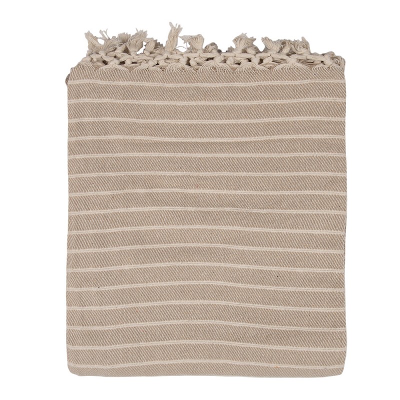 KT060.132 Throw Blanket 125x150 cm Beige Cotton Stripes Blanket