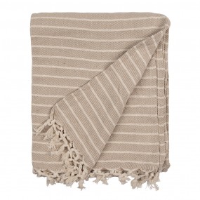 2KT060.132 Throw Blanket 125x150 cm Beige Cotton Stripes Blanket