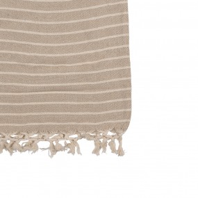 2KT060.132 Throw Blanket 125x150 cm Beige Cotton Stripes Blanket