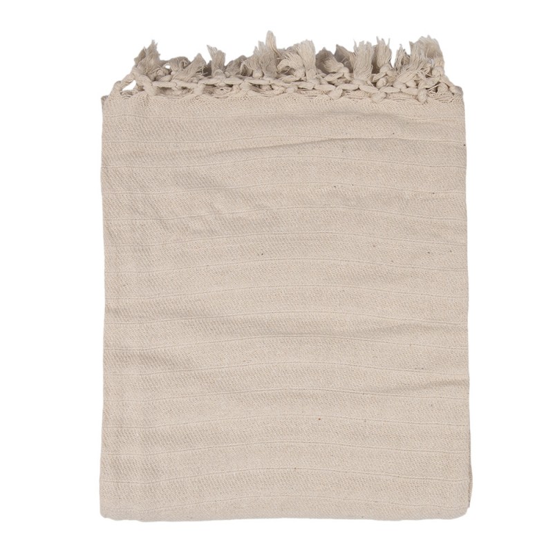 KT060.133 Throw Blanket 125x150 cm Beige Cotton Stripes Blanket