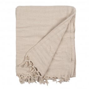 2KT060.133 Throw Blanket 125x150 cm Beige Cotton Stripes Blanket