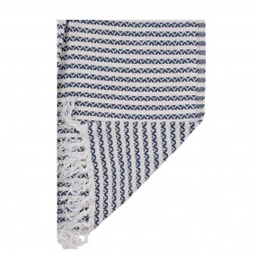 2KT060.135 Throw Blanket 125x150 cm Beige Blue Cotton Zigzag Blanket